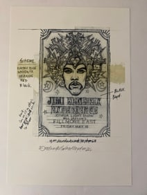 Jimi Hendrix Experience David Byrd Signed Artist Proof Fillmore Poster