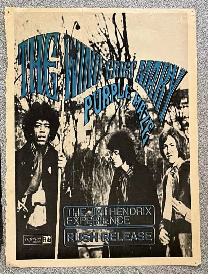 Jimi Hendrix 1967 The Wind Cries Mary Single Ad Poster (1 of 1)
