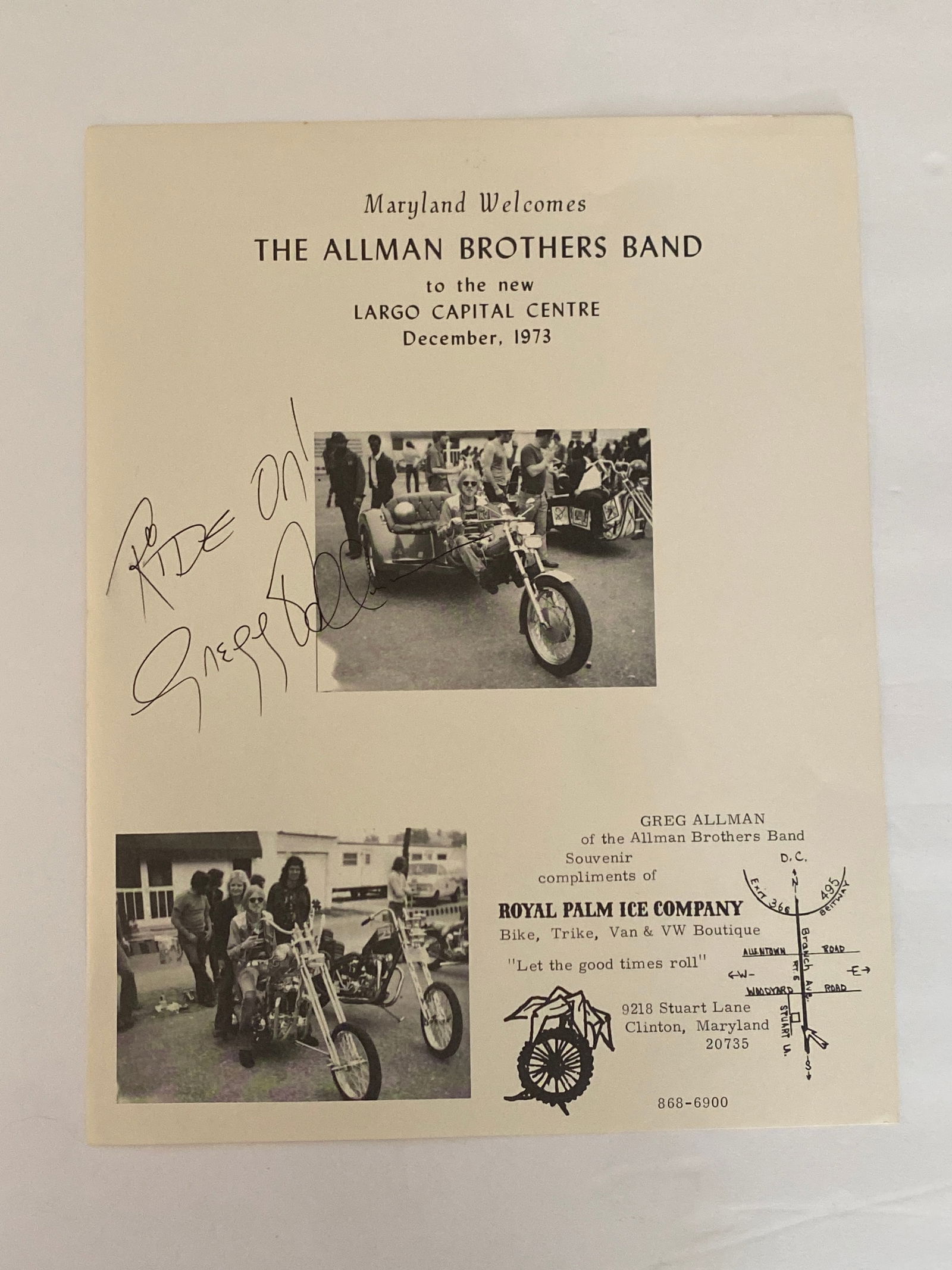 Greg Allman Autographed Biker Rally Flyer (1 of 1)
