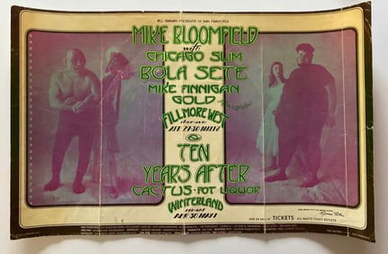 Mike Bloomfield Bola Sete Winterland Concert Poster 1st Printing