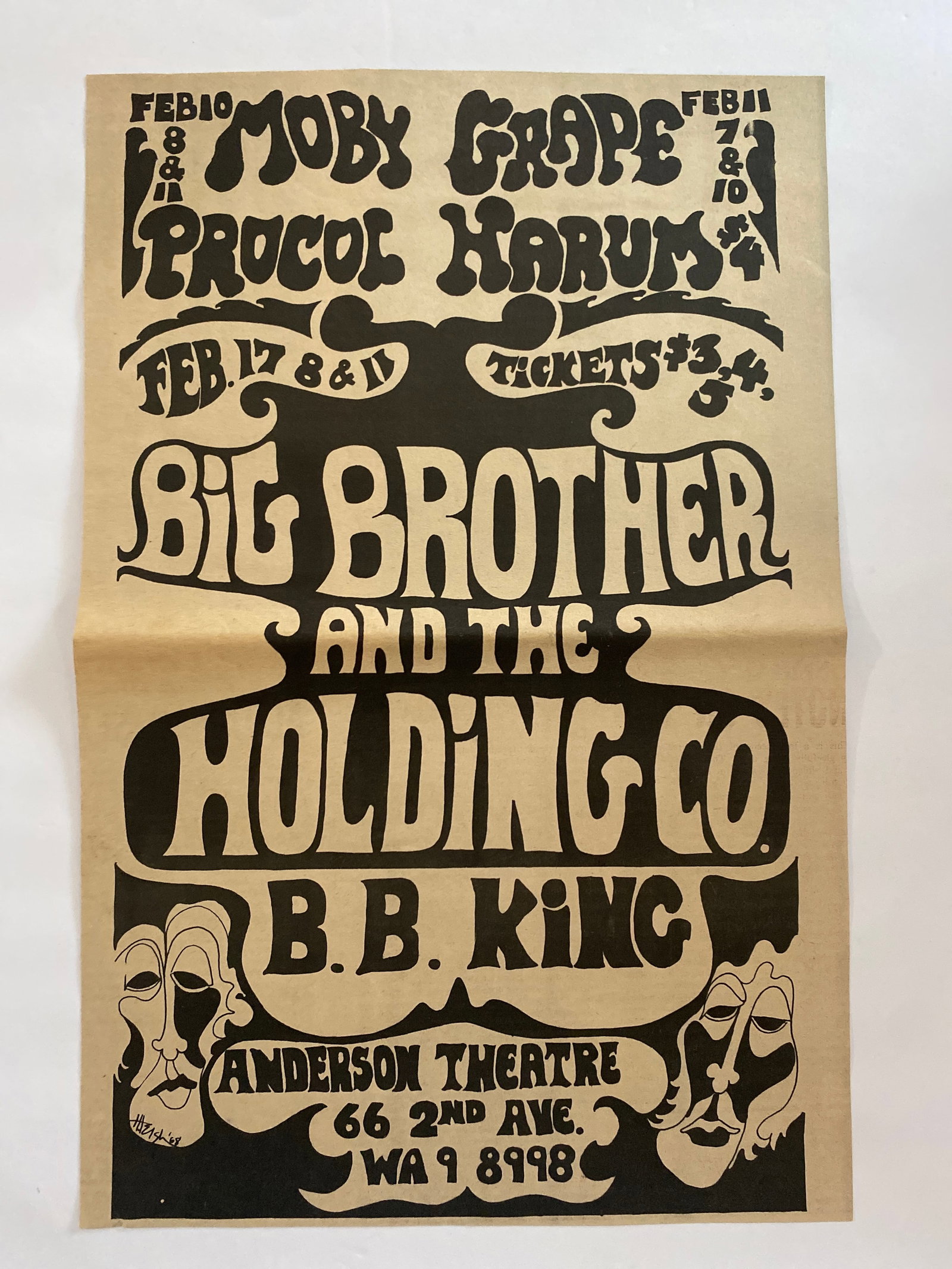 Janis Joplin 1968 1st New York Show Ad Poster 1st Printing (1 of 1)