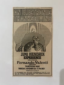Jimi Hendrix 1968 Thanksgiving Ad Poster