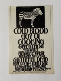 Grateful Dead 1969 Fillmore West Schedule Flyer