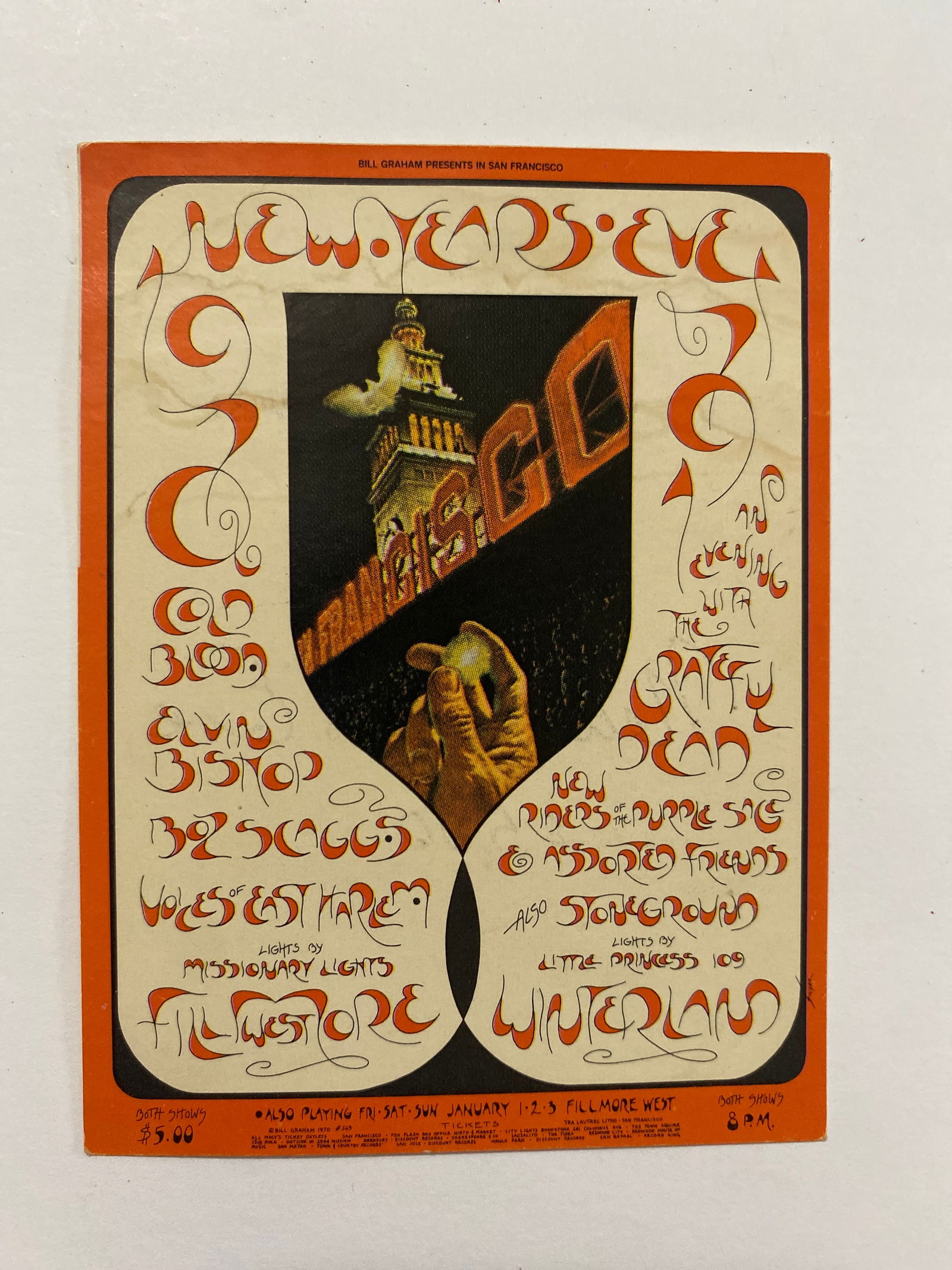 Grateful Dead 1970 Fillmore New Years Concert Ticket (1 of 2)