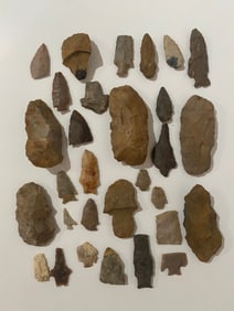 Native American Spear Tip, Knife, and Arrow Head Lot