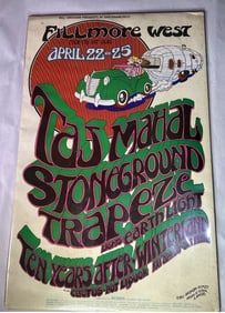 Taj Mahal Stoneground Trapeze 1971 Fillmore Concert Poster 1st Printing