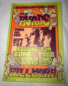 The Byrds 1967 Fillmore Concert Poster 1st Printing