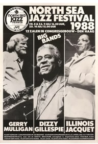 Dizzy Gillespie Gerry Mulligan Illinois Jacquet 1988 Concert Poster