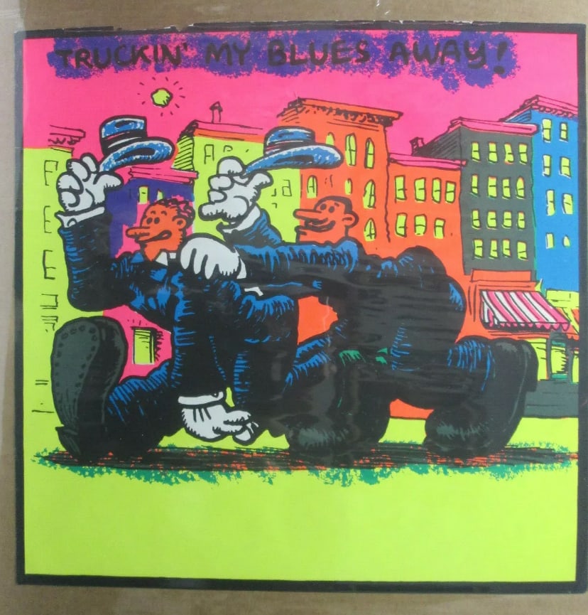 Robert Crumb 1970 Truckin' My Blues Away Blacklight Poster (1 of 1)