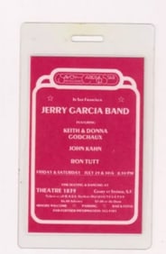 Jerry Garcia Band 1977 Backstage Pass