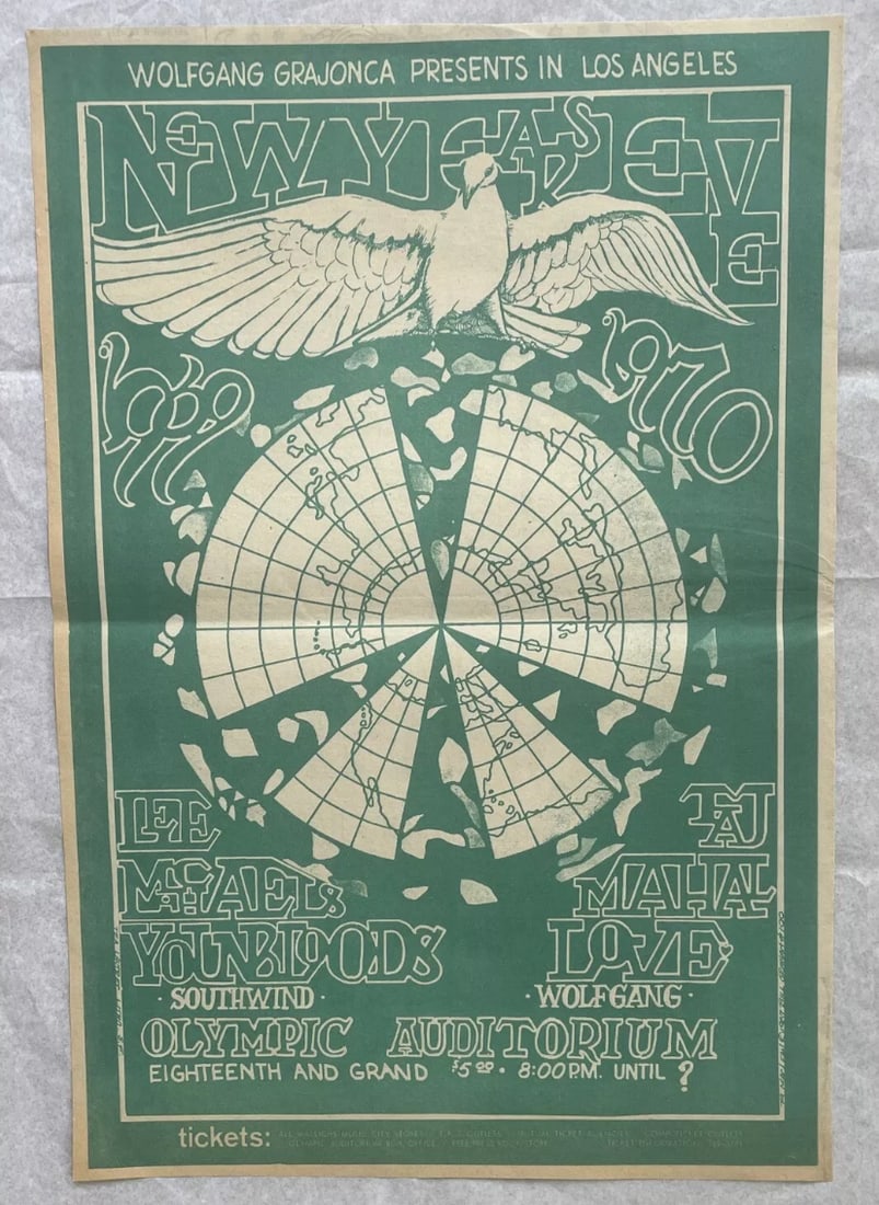 Youngbloods 1969 New Years Olympic Auditorium Concert Flyer (1 of 1)