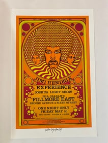Jimi Hendrix 1968 Concet Poster David Byrd Artist Proof
