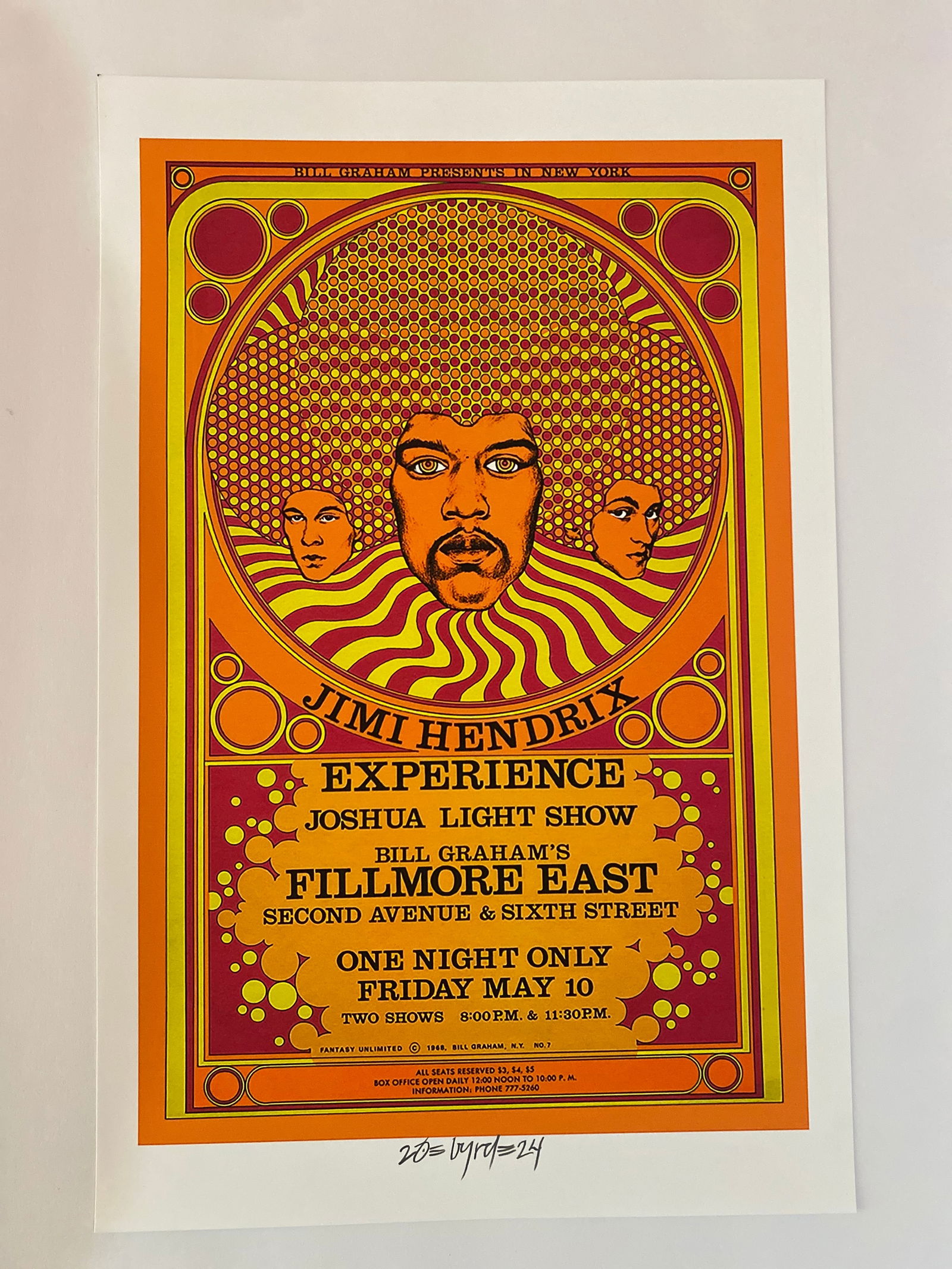 Jimi Hendrix 1968 Concet Poster David Byrd Artist Proof (1 of 1)