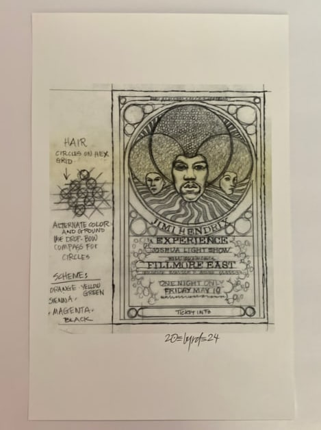 Jimi Hendrix 1968 Concet Poster David Byrd Artist Proof (1 of 1)