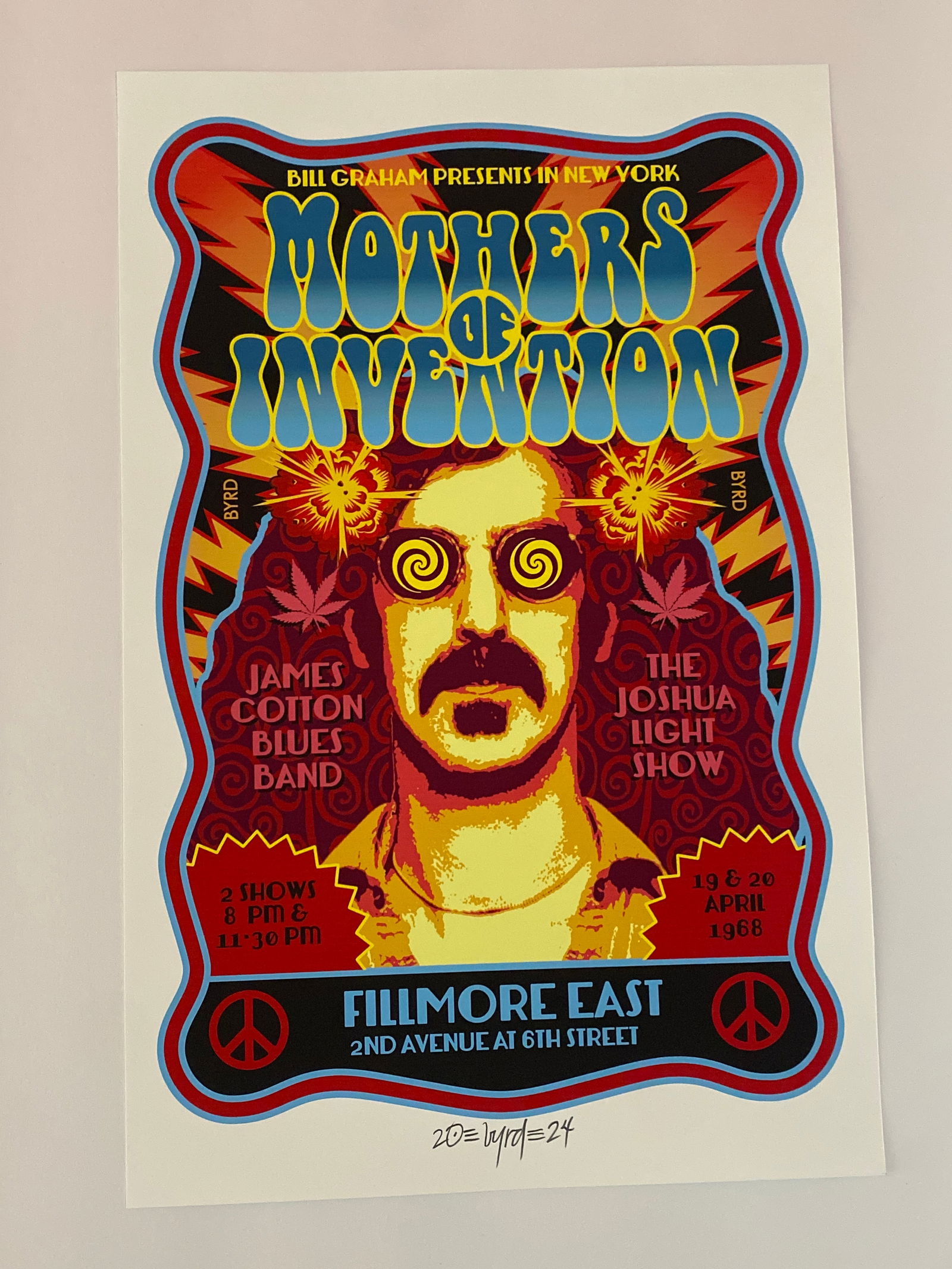 Frank Zappa 1968 Concert Poster David Byrd Artist Proof (1 of 1)
