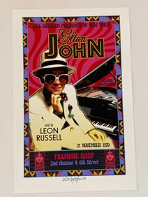 Elton John 1970 Concert Poster David Byrd Artist Proof