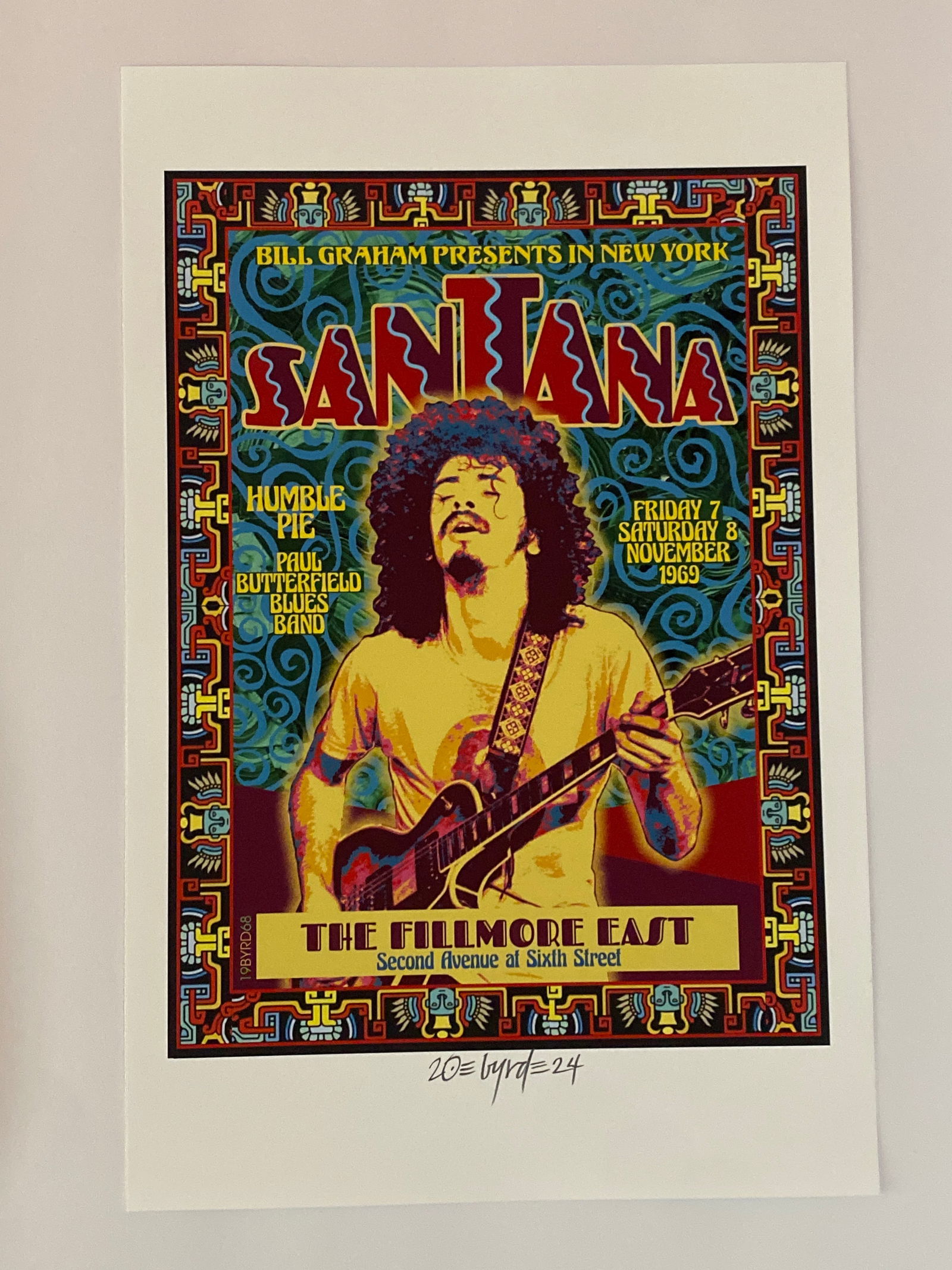 Santana 1969 Concert Poster David Byrd Artist Proof (1 of 1)
