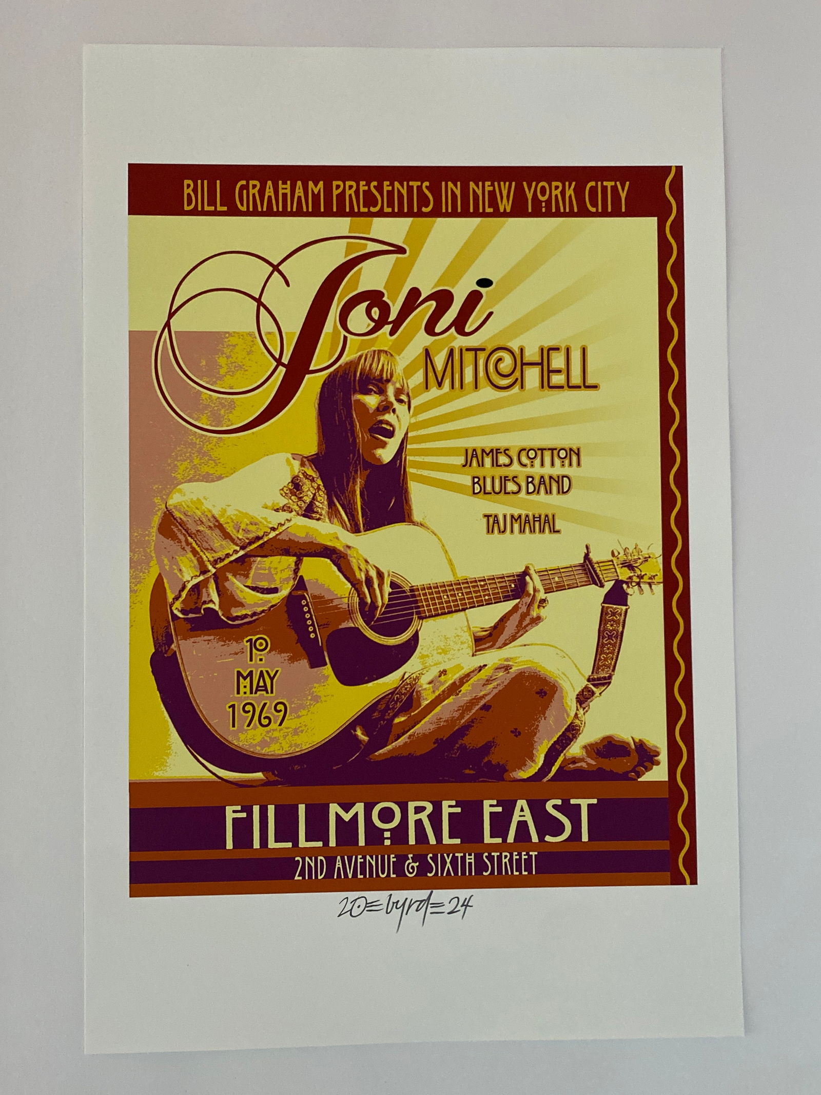Joni Mitchell 1972 Concert Poster David Byrd Artist Proof (1 of 1)