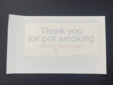 Vintage 1970's Thank You For Pot Smoking Iron On T Shirt Decal