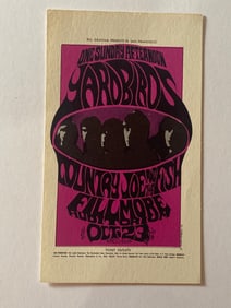 Yardbirds Fillmore Concert Postcard 1st Printing