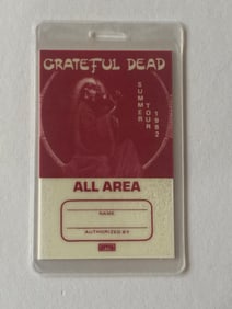 Grateful Dead 1982 Concert Backstage Pass