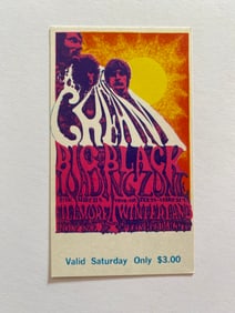 Cream 1968 Winterland Concert Ticket 1st Printing