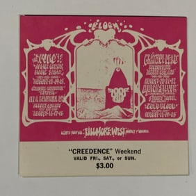 Creedence Clearwater Revival Fillmore Concert Ticket 1st Printing