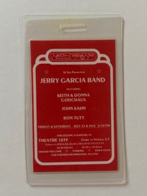 Jerry Garcia Band 1977 Concert Backstage Pass