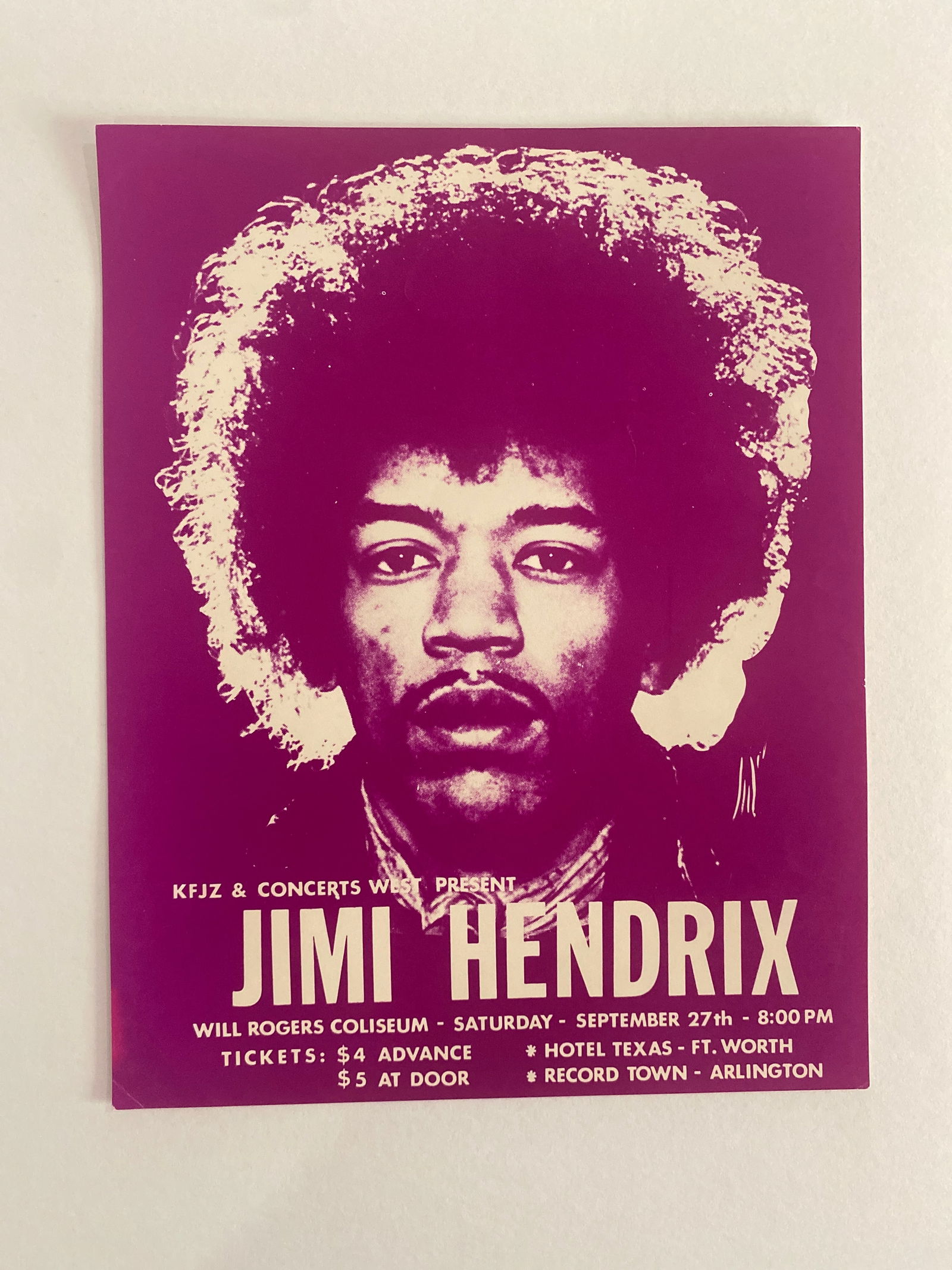 Jimi Hendrix 1969 Concert Poster 1st Printing (1 of 2)