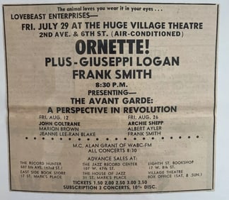 John Coltrane Ornette Coleman Concert Ad Poster