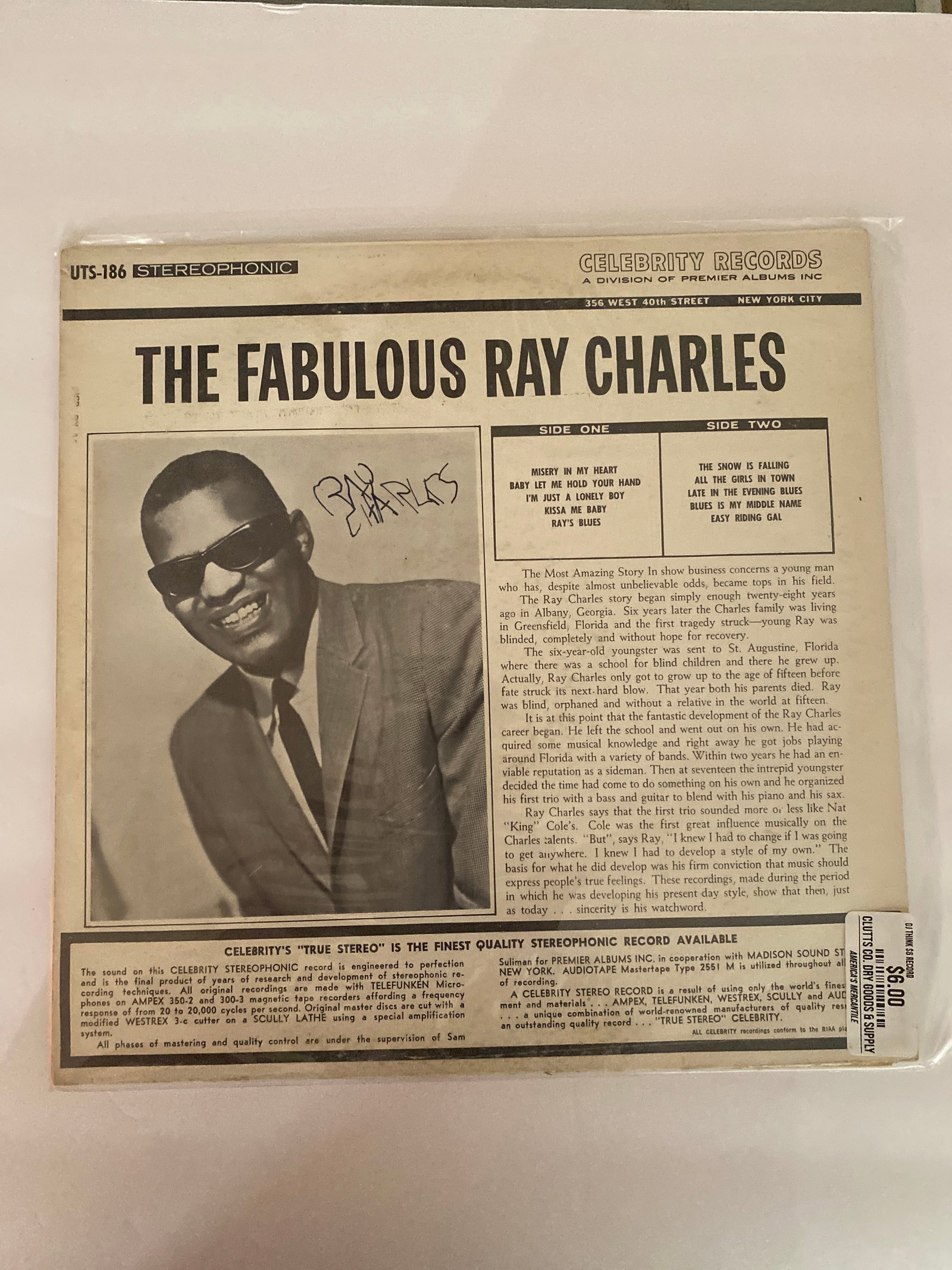 Ray Charles Autographed Record (1 of 2)