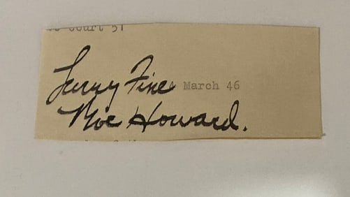 Moe Howard and Larry Fine Three Stooges Autograph Paper