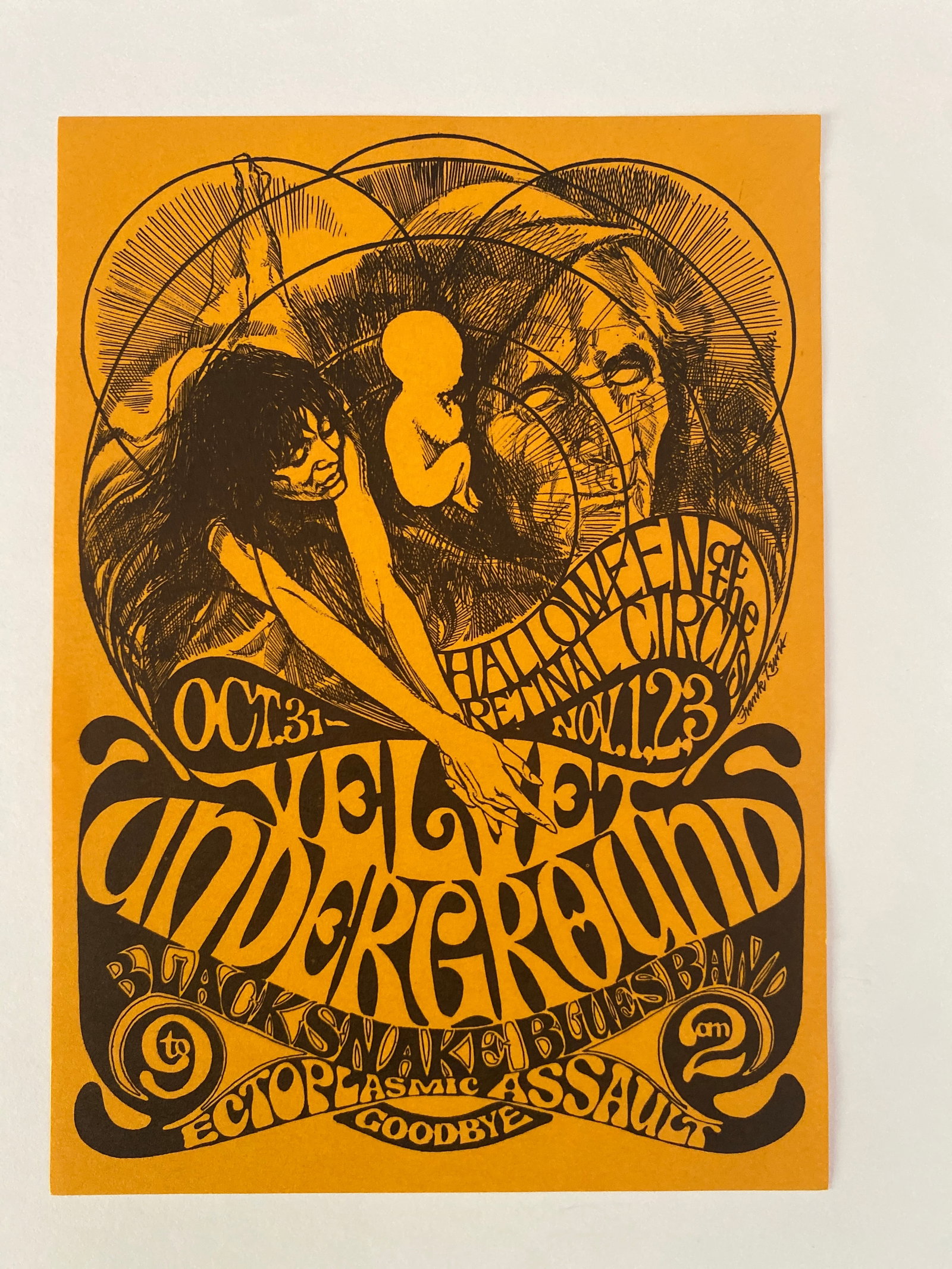 Velvet Underground Rare 1968 Retinal Circus Concert Flyer Handbill 1st printing (1 of 1)