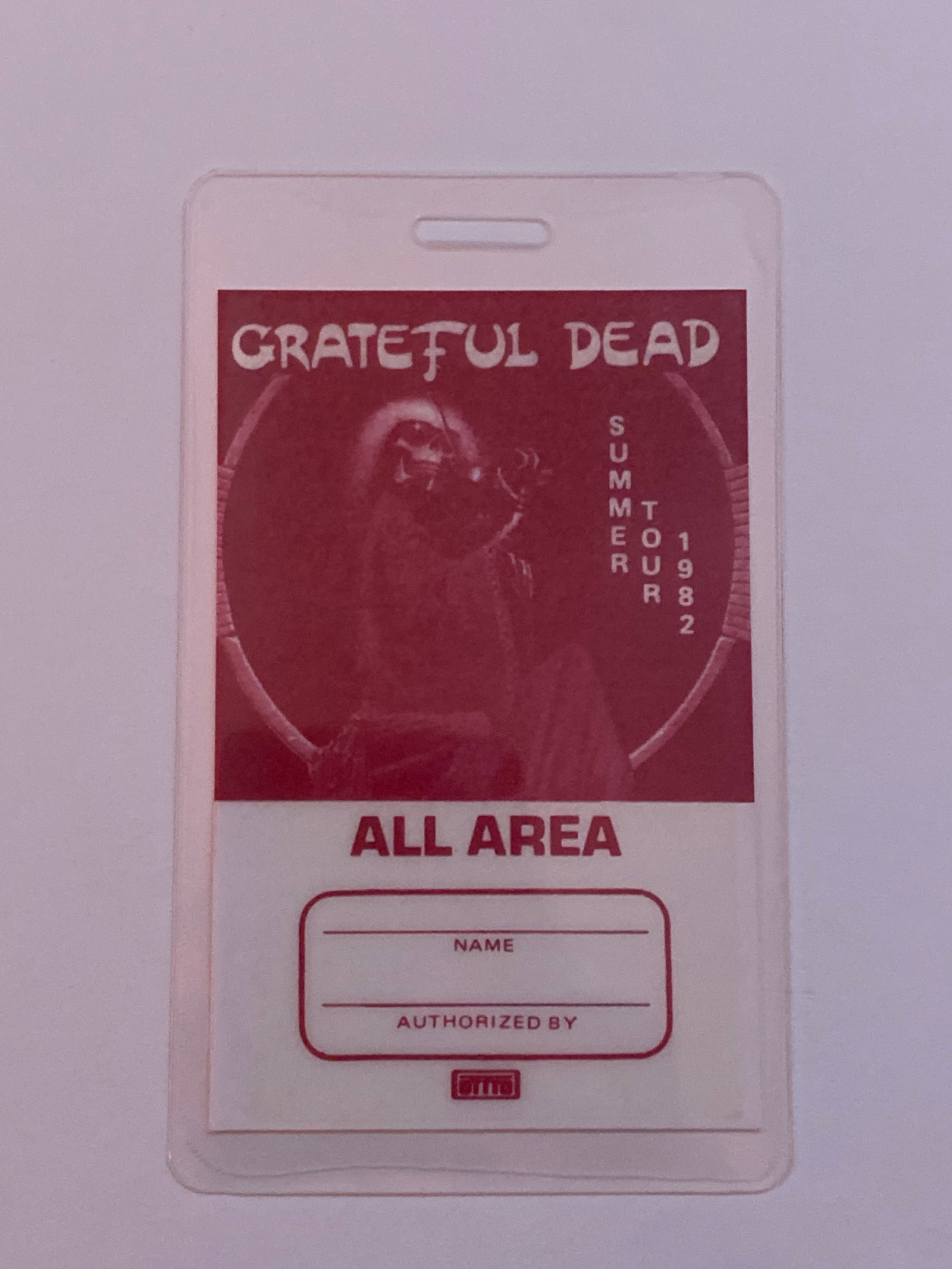 Grateful Dead 1982 Summer Tour Backstage Pass (1 of 2)