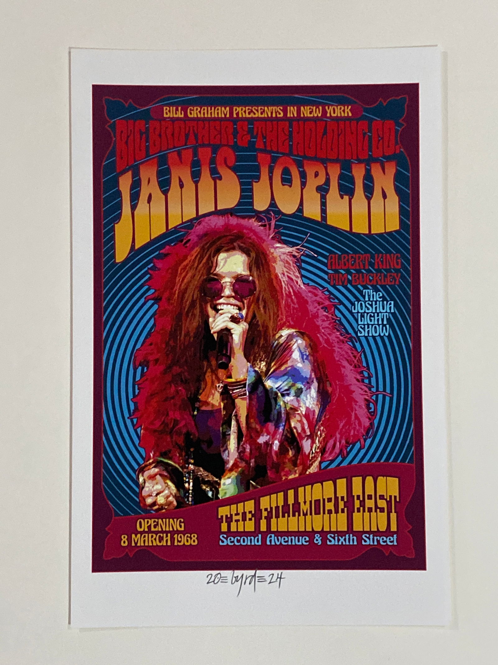 Janis Joplin David Byrd Filmore East Concert Poster Artist Proof Signed (1 of 1)