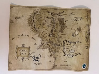 Elijah Wood autographed Lord of The Rings map