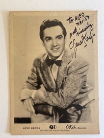 Gene Krupa Autographed Jazz Photo