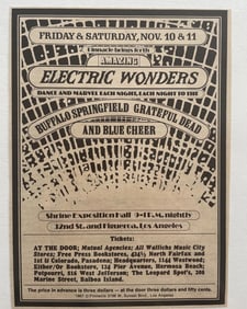 Grateful Dead 1967 Shrine Musci Hall Concert Ad Poster