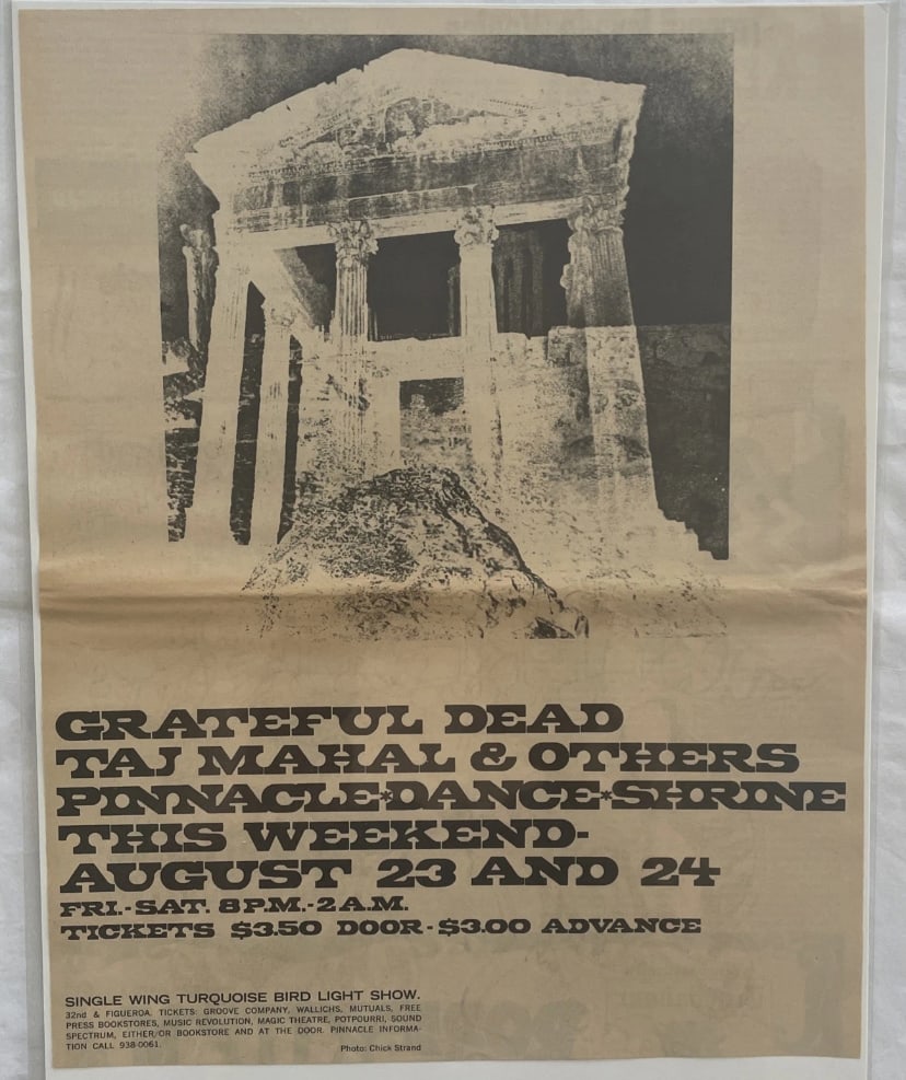Grateful Dead 1968 Shrine Expo Concert Ad Poster (1 of 1)