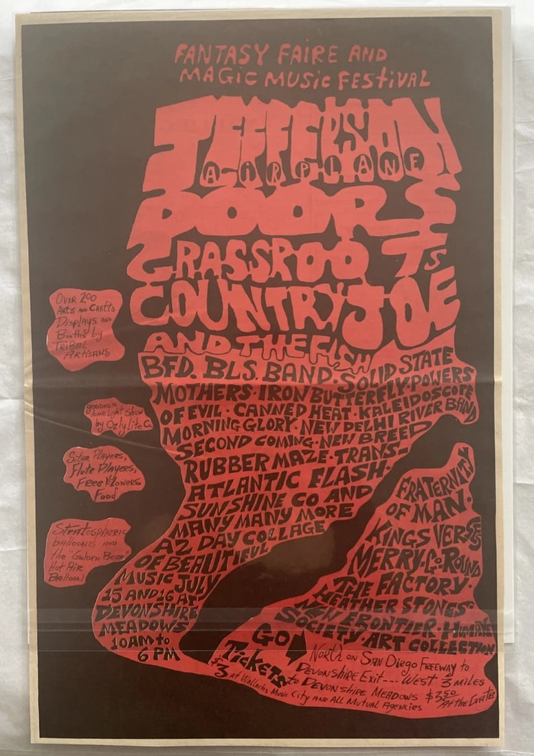 The Doors Jefferson Airplane Fantasy Fair Music Festival Ad Poster (1 of 1)