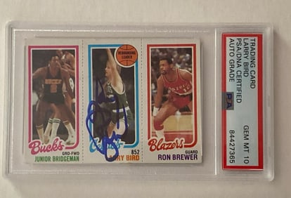 Larry Bird Autographed rookie basketball card PSA