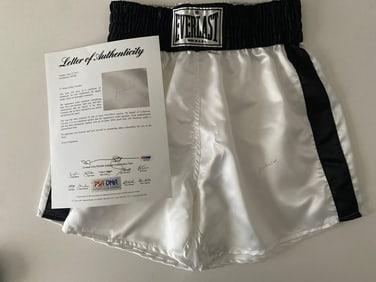 Muhammad Ali autographed boxing shorts PSA