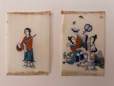 Antique Chinese Gouache Pith Water Color Painting