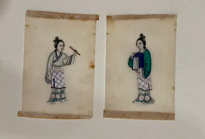 Antique Chinese Gouache Pith Water Color Painting
