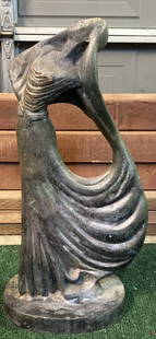 Antique Art Nouveau Large Bronze Statue: This exquisite Antique Art Nouveau Large Bronze Statue showcases the elegance and flowing lines characteristic of the early 20th-century decorative arts movement. Standing with graceful posture and fi