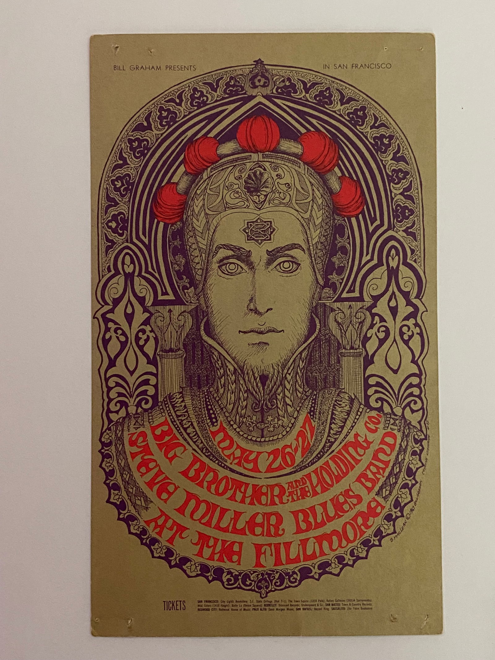 Janis Joplin Big Brother & Steve Miller 1967 Fillmore Postcard 1st Printing (1 of 2)