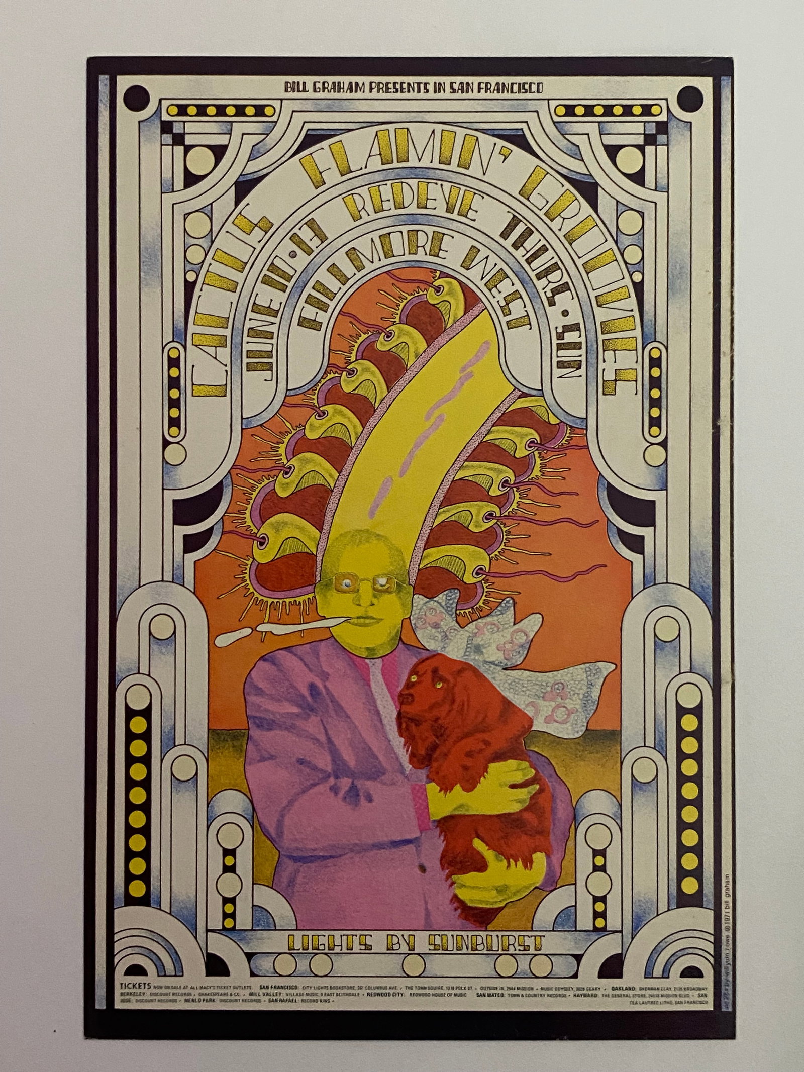 Cactus & Flaming Groovies 1971 Fillmore West Handbill 1st Printing: Offered here is an original 1st printing 1971 Fillmore West handbill promoting a dynamic double bill featuring the Cactus and the Flamin' Groovies. This classic piece of San Francisco rock history cap