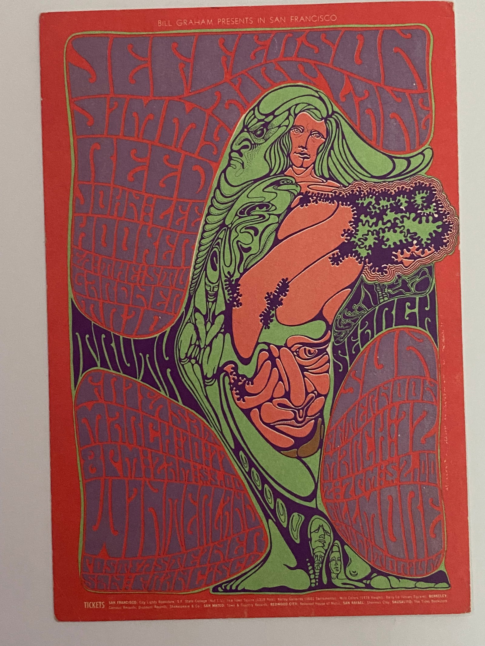 Jefferson Airplane John Lee Hooker 1967 Fillmore Winterland Postcard 1st Printing (1 of 2)