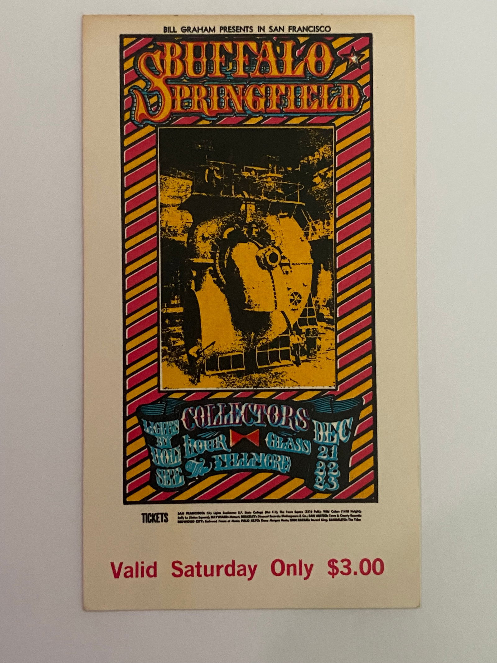 Buffalo Springfield 1967 Fillmore Concert Ticket (1 of 2)