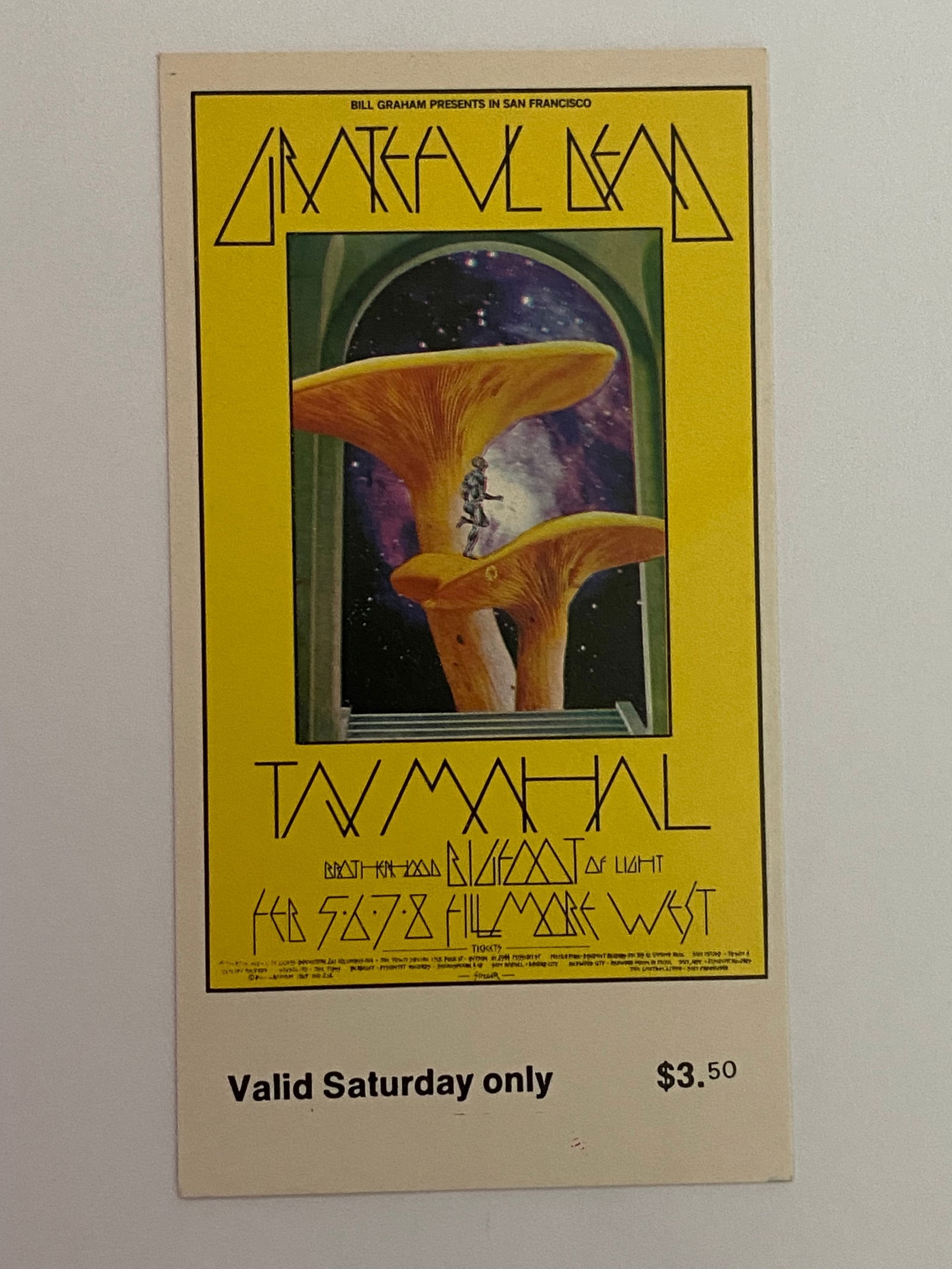 Grateful Dead 1970 David Singer Fillmore Concert Ticket (1 of 2)